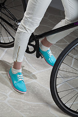 Image showing Woman\'s Legs And Bicycle