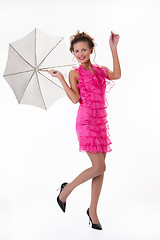 Image showing Young Woman With Umbrella
