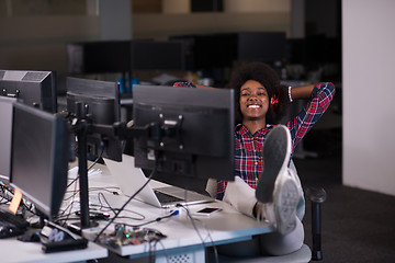 Image showing portrait of a young successful African-American woman in modern 