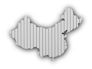 Image showing Map of China on corrugated iron