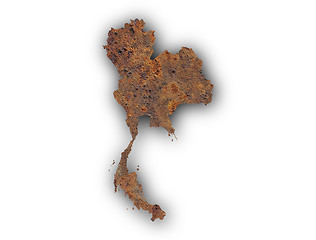 Image showing Map of Thailand on rusty metal