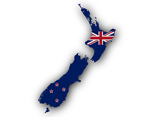 Image showing Map and flag of New Zealand,