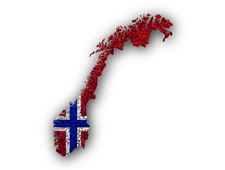 Image showing Map and flag of Norway on poppy seeds