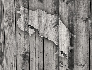 Image showing Map of Costa Rica on weathered wood