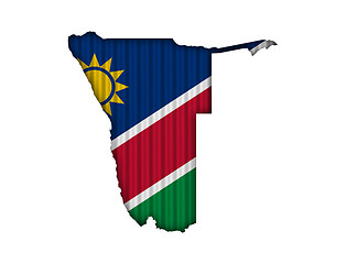 Image showing Map and flag of Namibia on corrugated iron