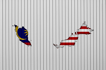 Image showing Map and flag of Malaysia on corrugated iron