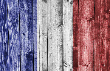 Image showing Flag on weathered wood