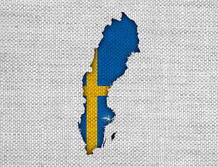 Image showing Map and flag of Sweden