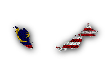 Image showing Map and flag of Malaysia on poppy seeds