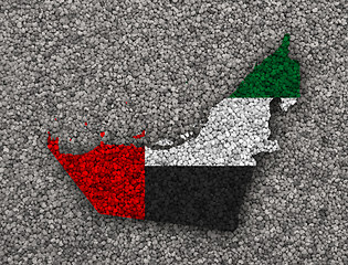 Image showing Map and flag of United Arab Emirates on poppy seeds