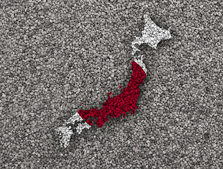 Image showing Map and flag of Japan on poppy seeds