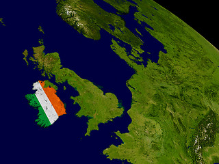 Image showing Ireland with flag on Earth