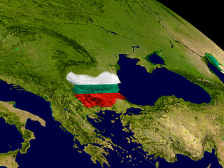 Image showing Bulgaria with flag on Earth