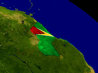 Image showing Guyana with flag on Earth