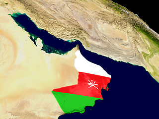 Image showing Oman with flag on Earth