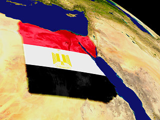 Image showing Egypt with flag on Earth