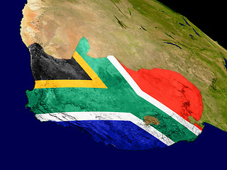 Image showing South Africa with flag on Earth