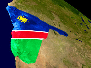 Image showing Namibia with flag on Earth