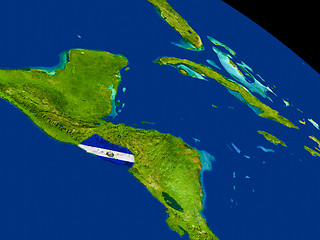 Image showing El Salvador with flag on Earth