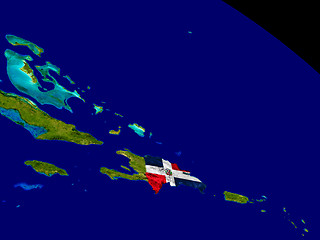 Image showing Dominican Republic with flag on Earth