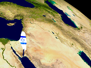 Image showing Israel with flag on Earth