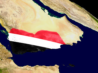 Image showing Yemen with flag on Earth