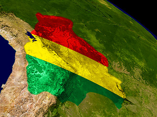 Image showing Bolivia with flag on Earth