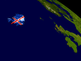 Image showing Iceland with flag on Earth