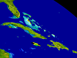 Image showing Jamaica with flag on Earth