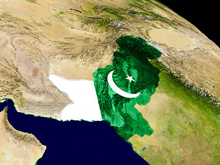 Image showing Pakistan with flag on Earth