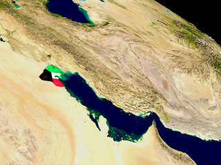 Image showing Kuwait with flag on Earth