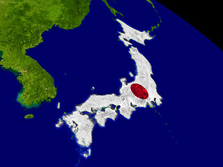 Image showing Japan with flag on Earth