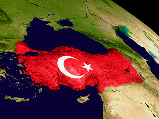 Image showing Turkey with flag on Earth