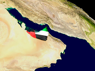 Image showing United Arab Emirates with flag on Earth