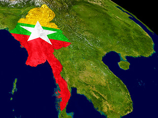 Image showing Myanmar with flag on Earth