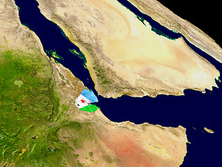 Image showing Djibouti with flag on Earth