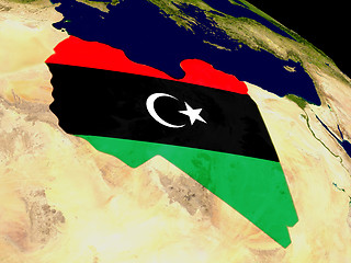 Image showing Libya with flag on Earth