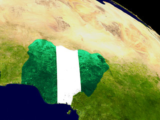 Image showing Nigeria with flag on Earth