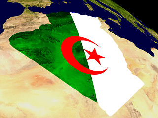 Image showing Algeria with flag on Earth