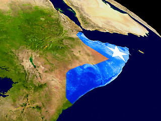 Image showing Somalia with flag on Earth