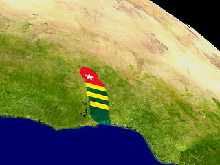 Image showing Togo with flag on Earth