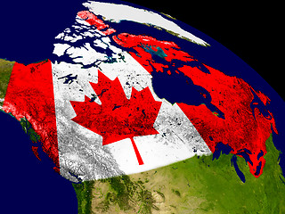 Image showing Canada with flag on Earth