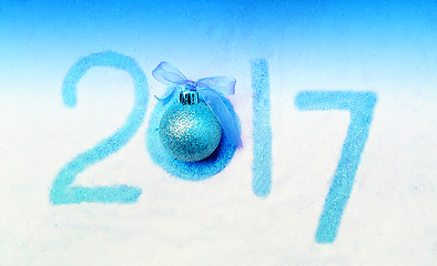 Image showing Light Blue Snow Happy New Year 2017 Background