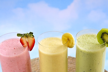 Image showing Assorted fruit smoothies