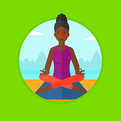 Image showing Woman meditating in lotus pose vector illustration
