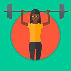 Image showing Woman lifting barbell vector illustration.