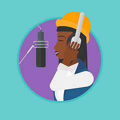 Image showing Singer recording song vector illustration.