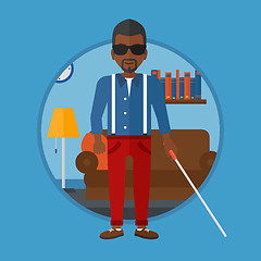 Image showing Blind man with stick vector illustration.