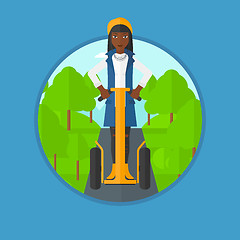 Image showing Woman driving electric scooter vector illustration