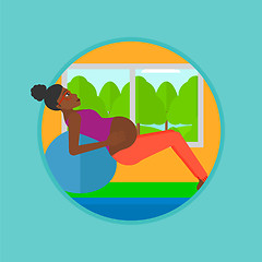 Image showing Pregnant woman on gymnastic ball.